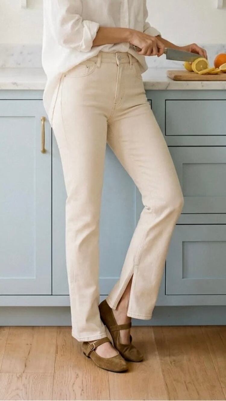 Edwin Lark Jeans Women's SZ 26 Plaster NWT Split Inseam Flare Stretch Made USA